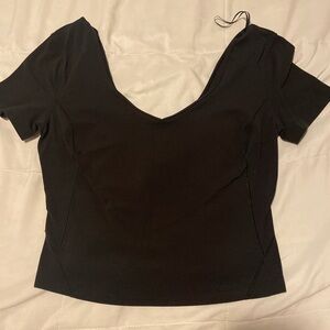 Lululemon Athletica Black Fitted Asymmetrical Blouse